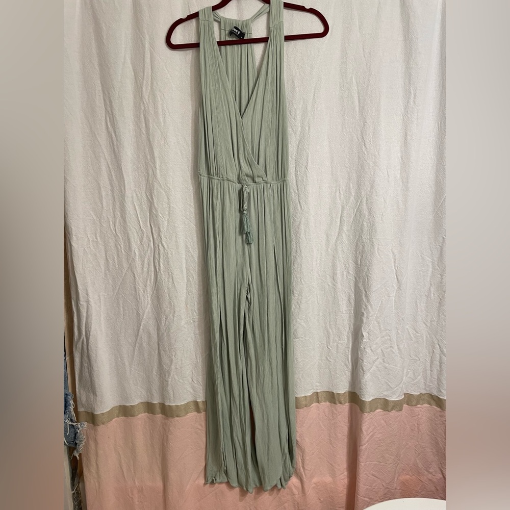 Light sage green jumper with high leg slits
